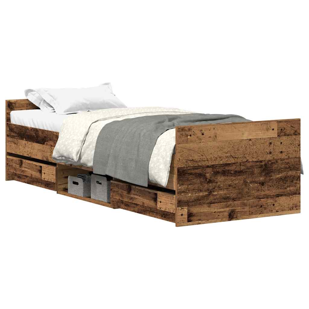 Bedframe zonder matras 100x200 cm bewerkt hout oud hout is nu te koop bij PeponiXL, paradijselijk wonen!