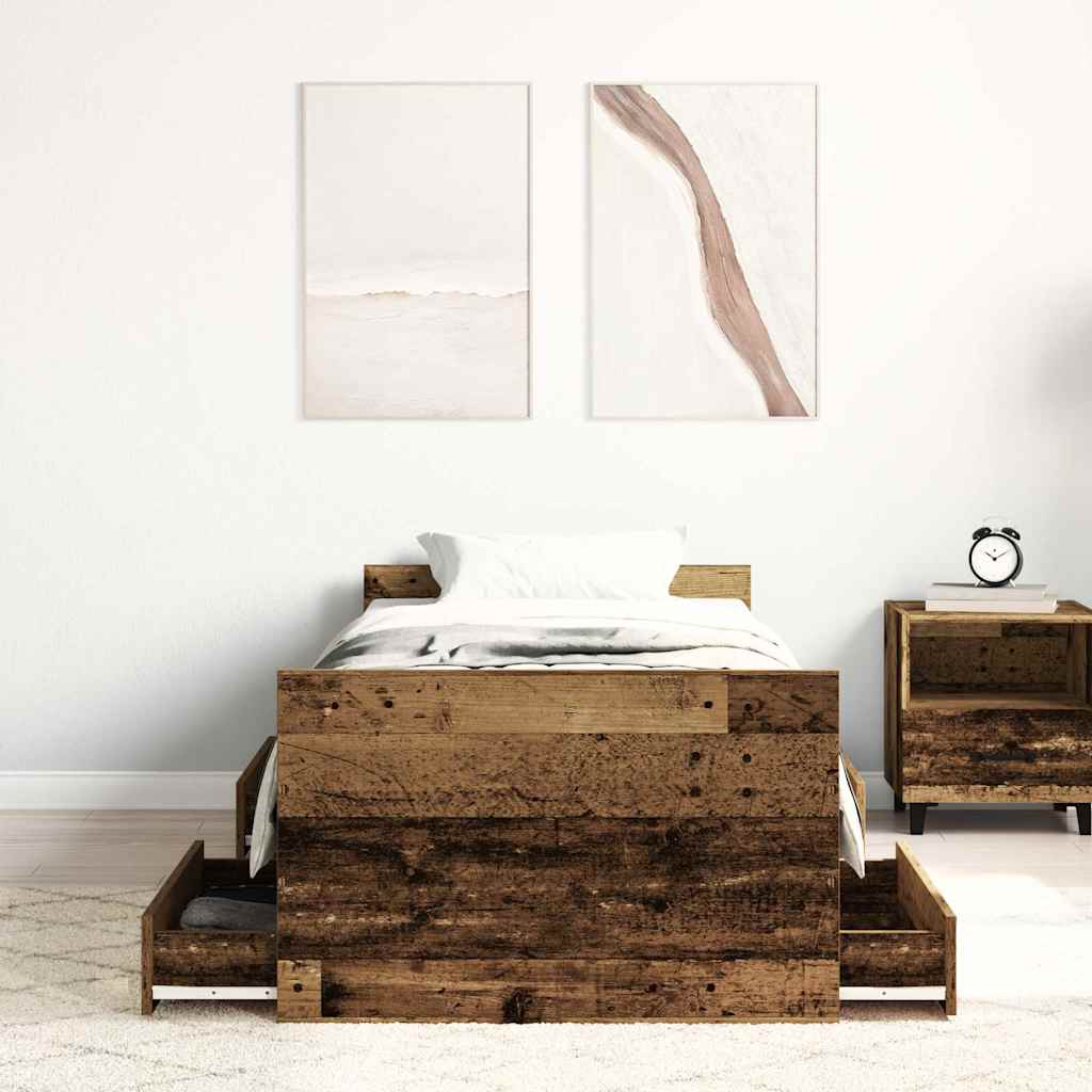 Bedframe zonder matras 100x200 cm bewerkt hout oud hout is nu te koop bij PeponiXL, paradijselijk wonen!