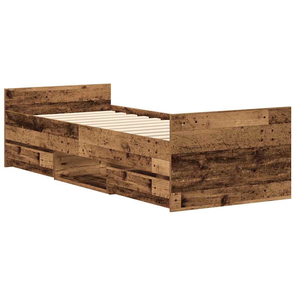 Bedframe zonder matras 100x200 cm bewerkt hout oud hout is nu te koop bij PeponiXL, paradijselijk wonen!