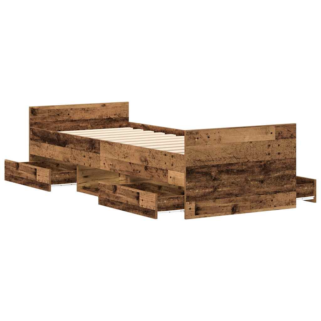 Bedframe zonder matras 100x200 cm bewerkt hout oud hout is nu te koop bij PeponiXL, paradijselijk wonen!