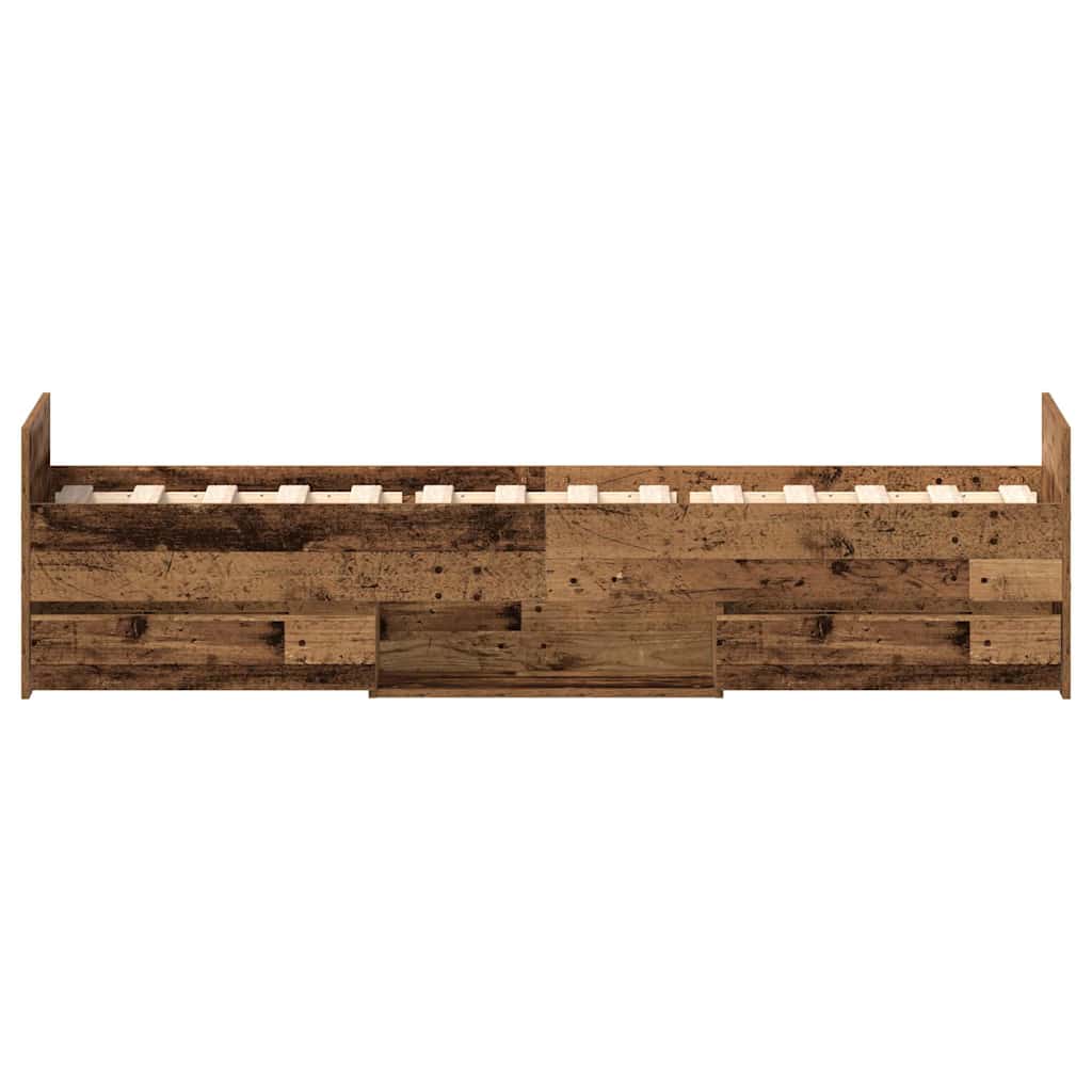 Bedframe zonder matras 100x200 cm bewerkt hout oud hout is nu te koop bij PeponiXL, paradijselijk wonen!