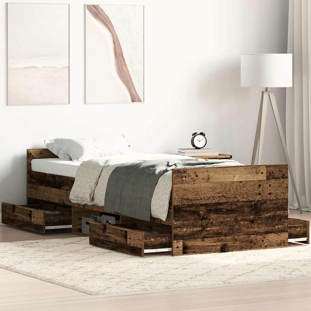Bedframe zonder matras 100x200 cm bewerkt hout oud hout is nu te koop bij PeponiXL, paradijselijk wonen!