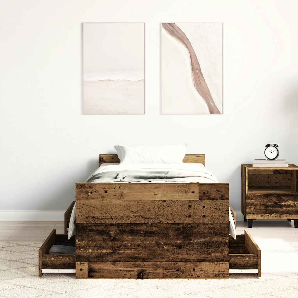 Bedframe zonder matras bewerkt 90x200 cm bewerkt hout oud is nu te koop bij PeponiXL, paradijselijk wonen!