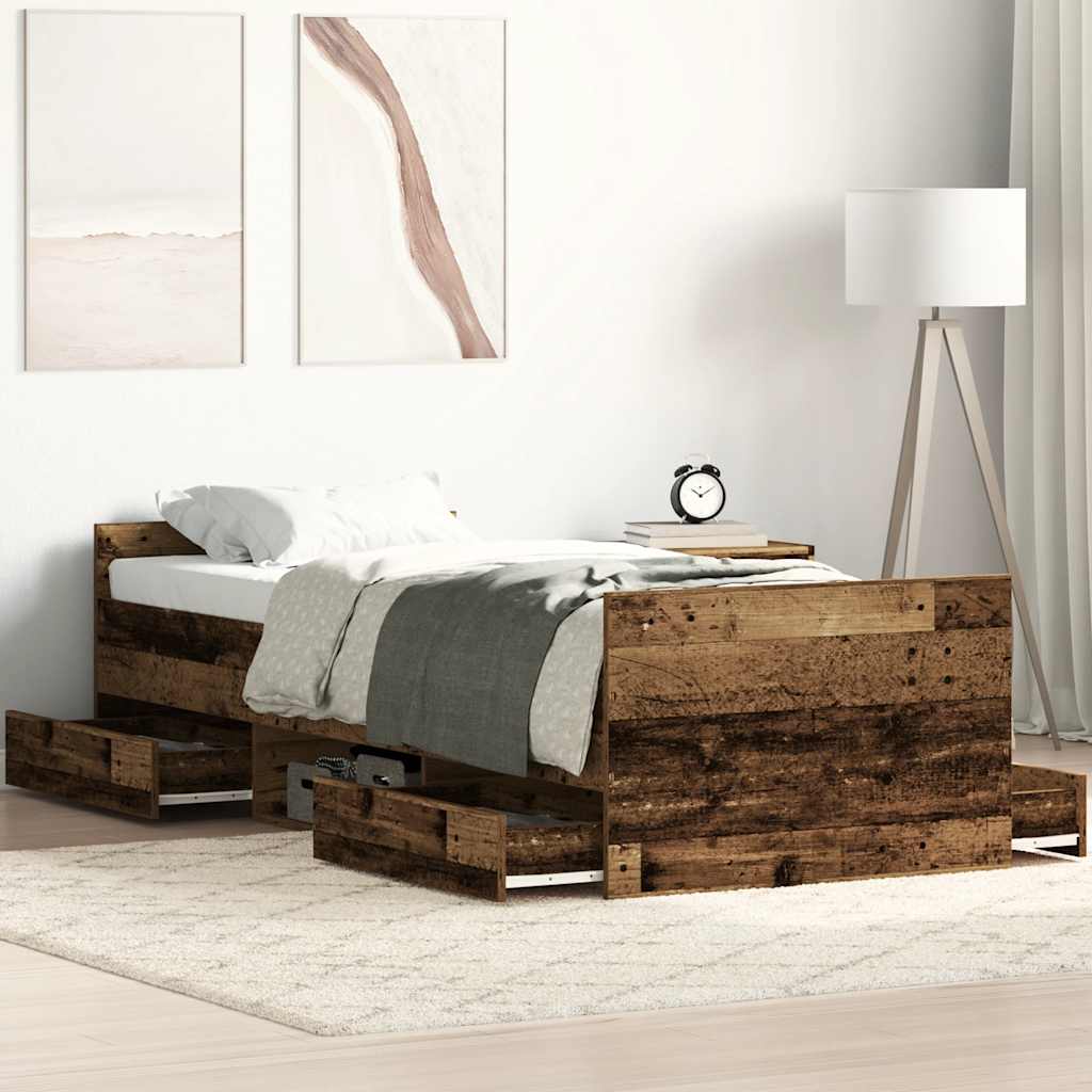 Bedframe zonder matras bewerkt 90x190 cm bewerkt hout oud is nu te koop bij PeponiXL, paradijselijk wonen!