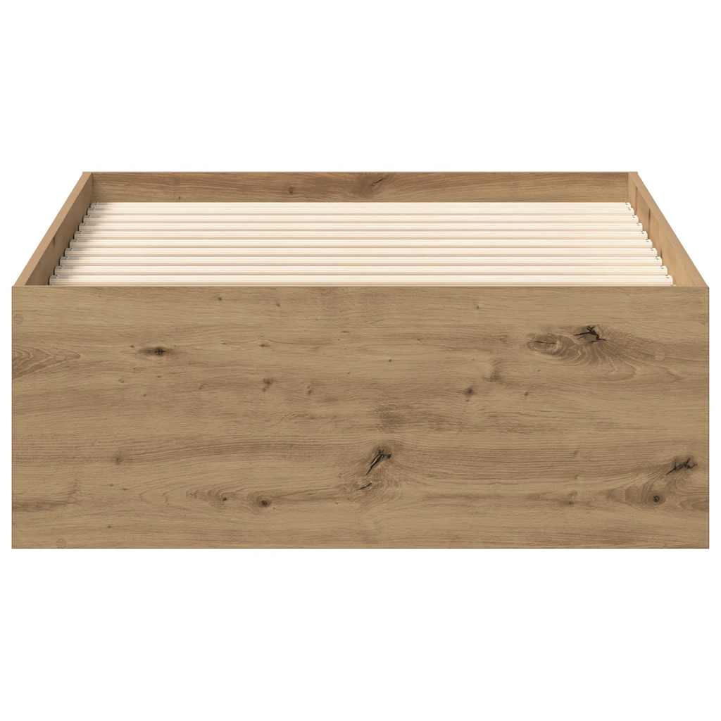 Bedframe zonder matras spaanplaat artisanaal eikenkleurig is nu te koop bij PeponiXL, paradijselijk wonen!