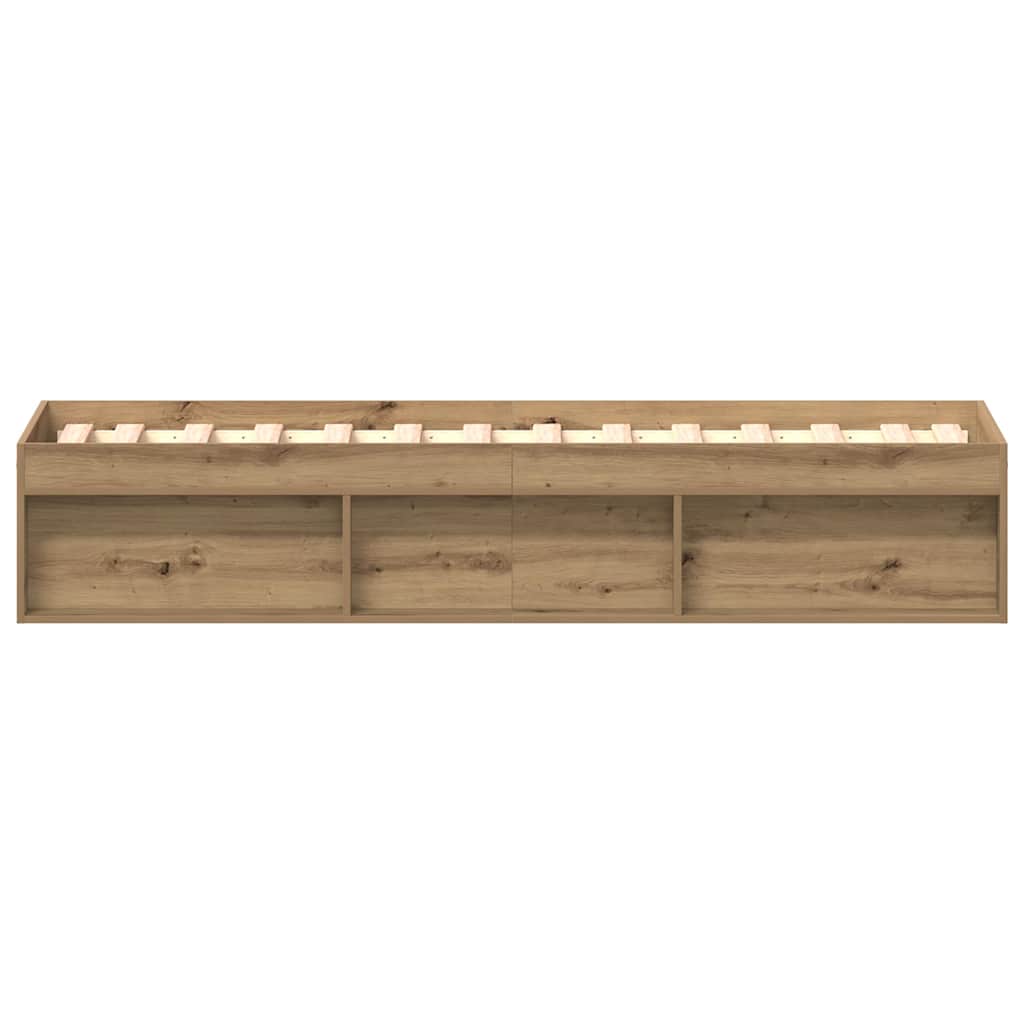 Bedframe zonder matras spaanplaat artisanaal eikenkleurig is nu te koop bij PeponiXL, paradijselijk wonen!