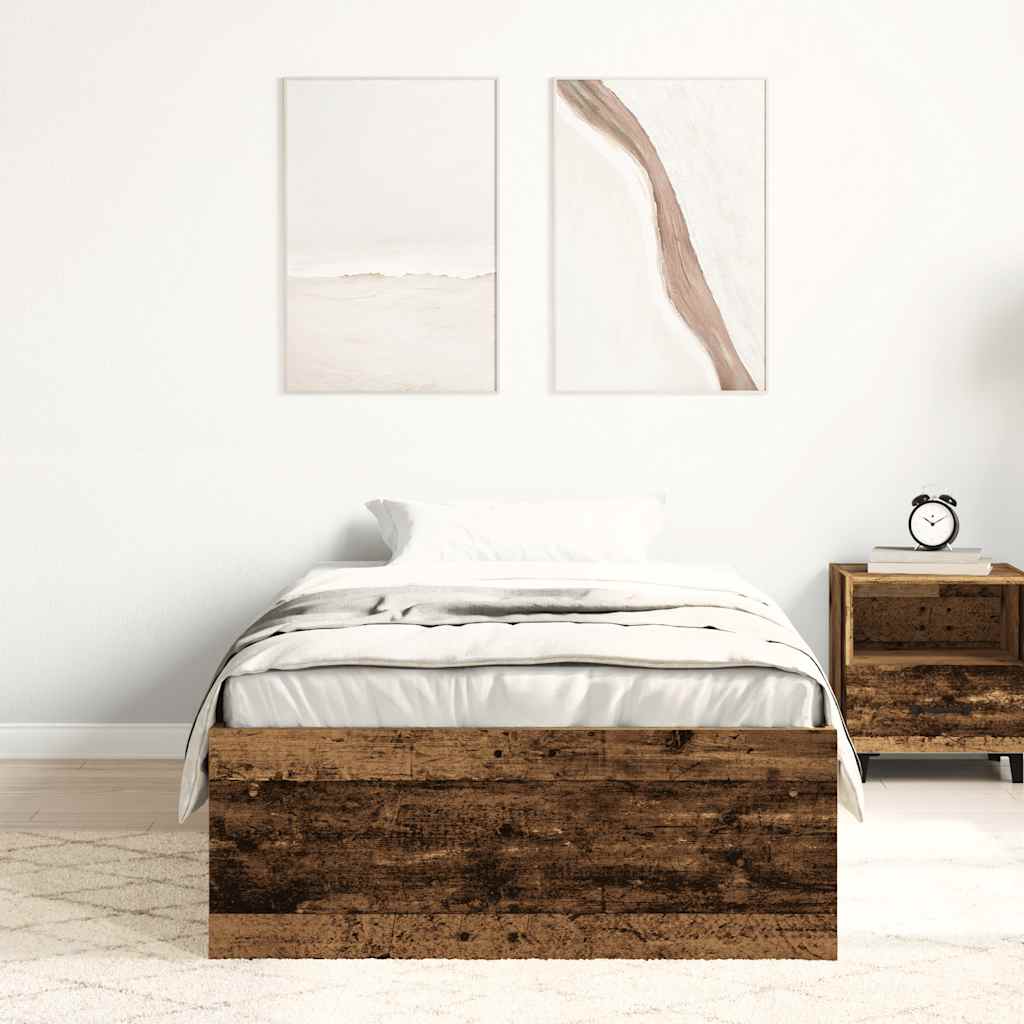 Bedframe zonder matras 100x200 cm bewerkt hout oud hout is nu te koop bij PeponiXL, paradijselijk wonen!