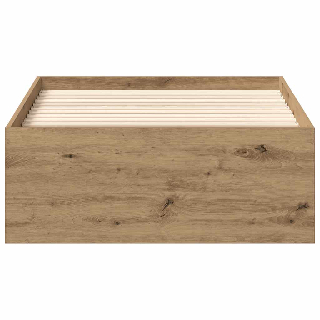 Bedframe zonder matras spaanplaat artisanaal eikenkleurig is nu te koop bij PeponiXL, paradijselijk wonen!