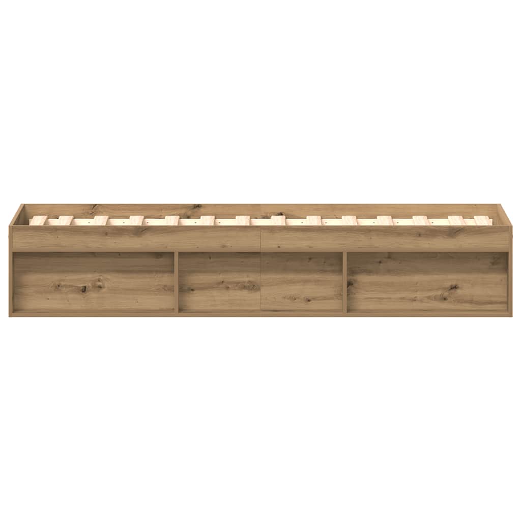 Bedframe zonder matras spaanplaat artisanaal eikenkleurig is nu te koop bij PeponiXL, paradijselijk wonen!