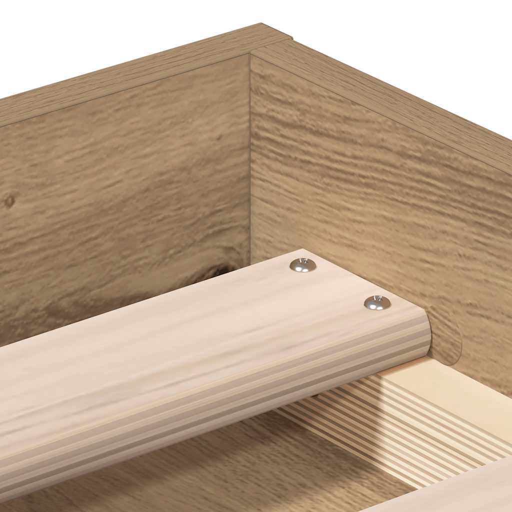 Bedframe zonder matras spaanplaat artisanaal eikenkleurig is nu te koop bij PeponiXL, paradijselijk wonen!
