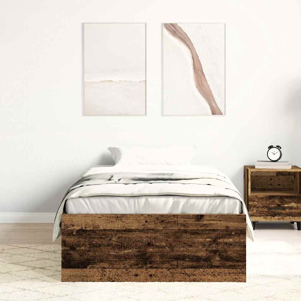 Bedframe zonder matras bewerkt 90x190 cm bewerkt hout oud is nu te koop bij PeponiXL, paradijselijk wonen!