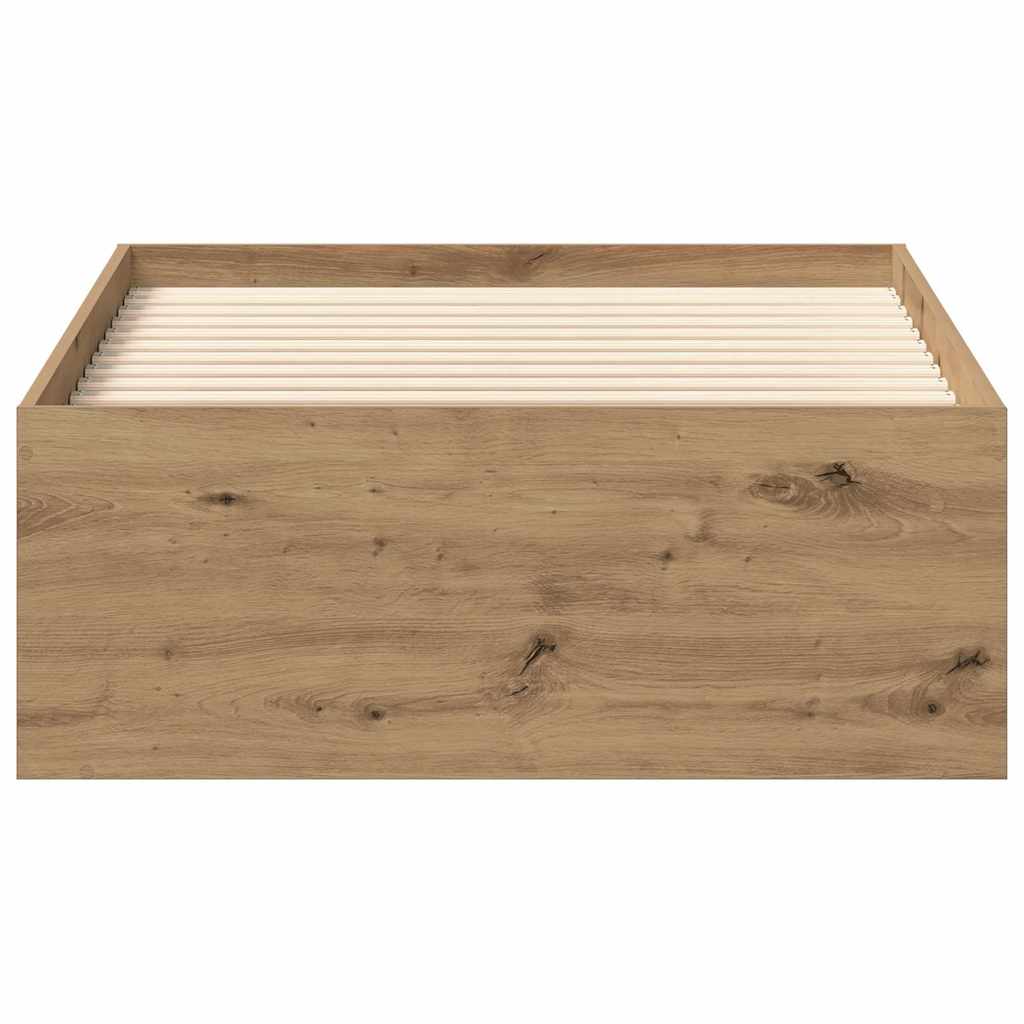 Bedframe zonder matras spaanplaat artisanaal eikenkleurig is nu te koop bij PeponiXL, paradijselijk wonen!