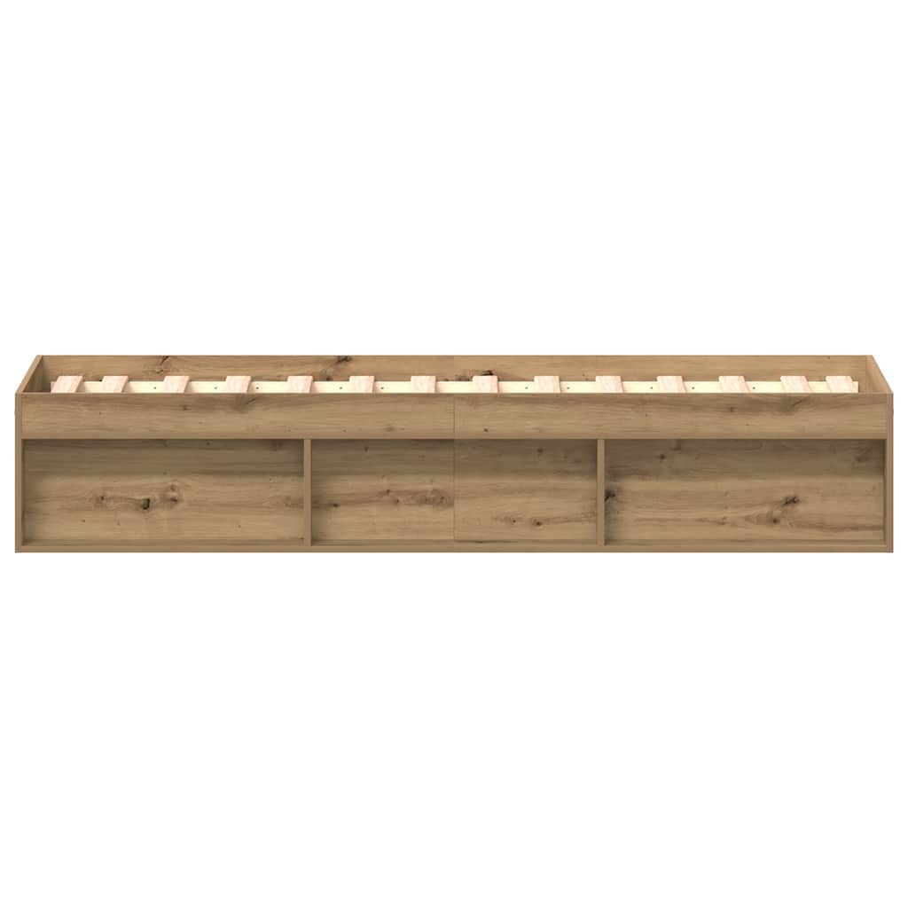 Bedframe zonder matras spaanplaat artisanaal eikenkleurig is nu te koop bij PeponiXL, paradijselijk wonen!