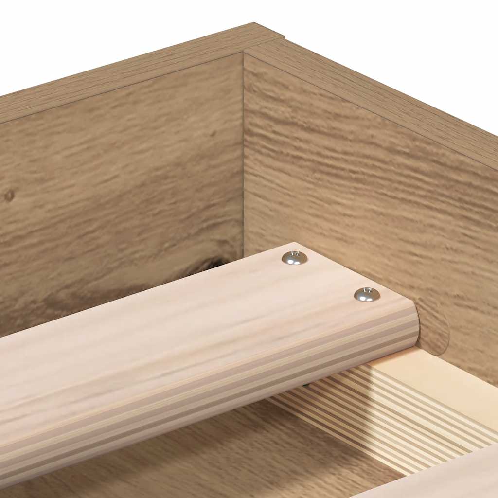 Bedframe zonder matras spaanplaat artisanaal eikenkleurig is nu te koop bij PeponiXL, paradijselijk wonen!