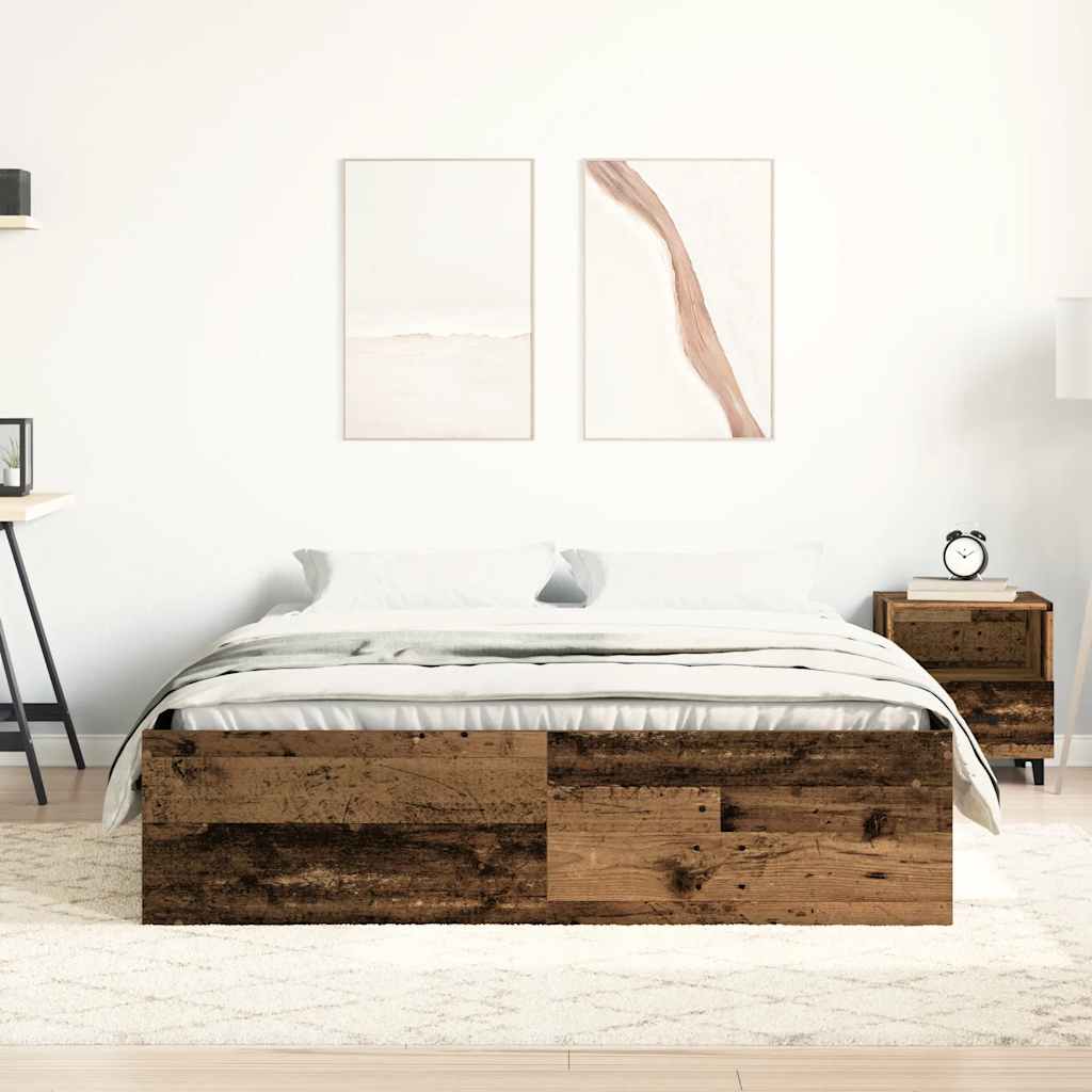 Bedframe zonder matras 200x200 cm bewerkt hout oud hout is nu te koop bij PeponiXL, paradijselijk wonen!
