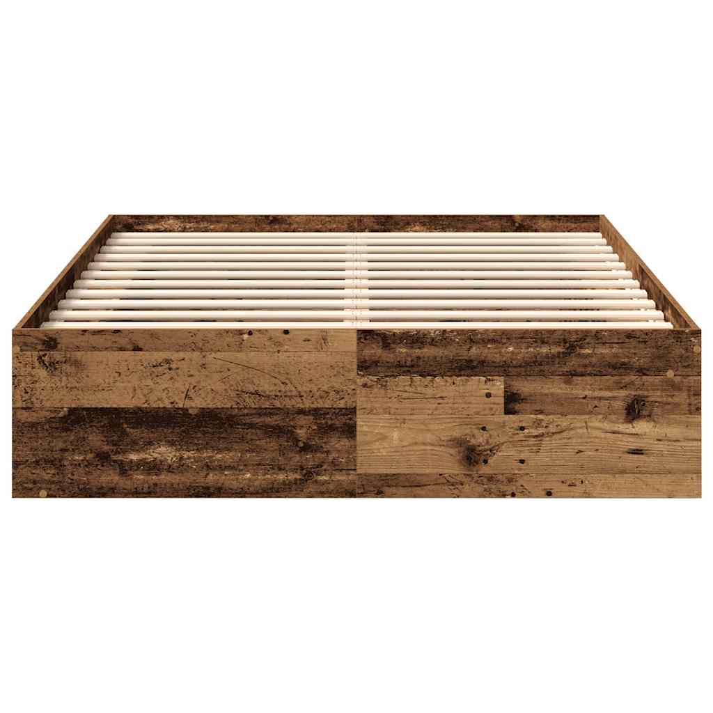 Bedframe zonder matras 200x200 cm bewerkt hout oud hout is nu te koop bij PeponiXL, paradijselijk wonen!