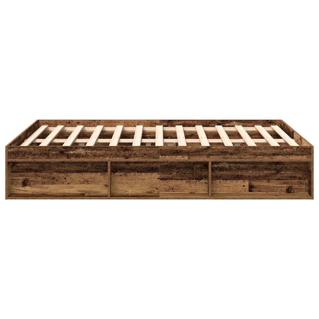 Bedframe zonder matras 200x200 cm bewerkt hout oud hout is nu te koop bij PeponiXL, paradijselijk wonen!