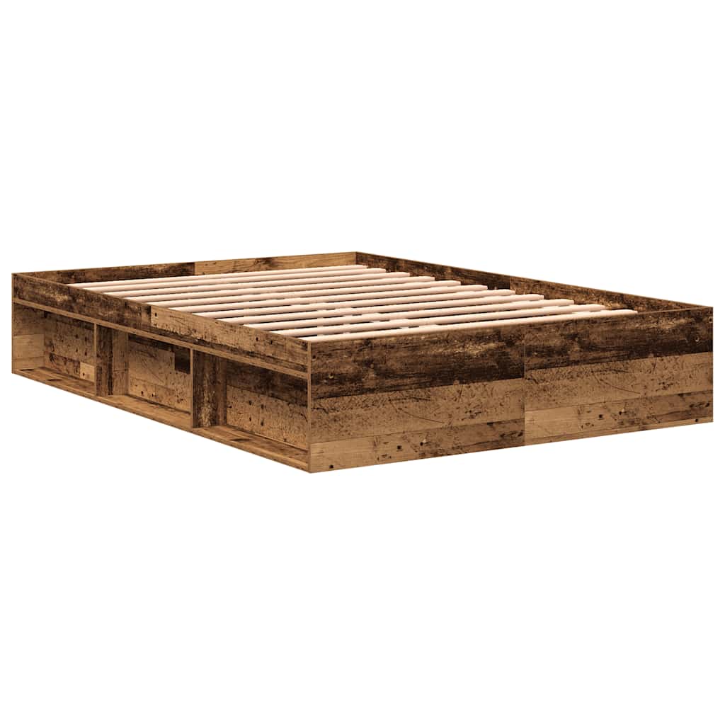 Bedframe zonder matras 200x200 cm bewerkt hout oud hout is nu te koop bij PeponiXL, paradijselijk wonen!
