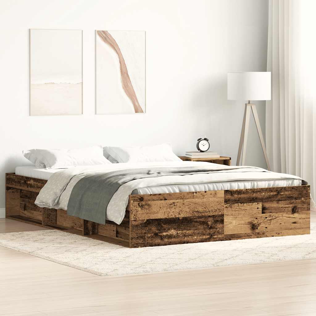 Bedframe zonder matras 200x200 cm bewerkt hout oud hout is nu te koop bij PeponiXL, paradijselijk wonen!