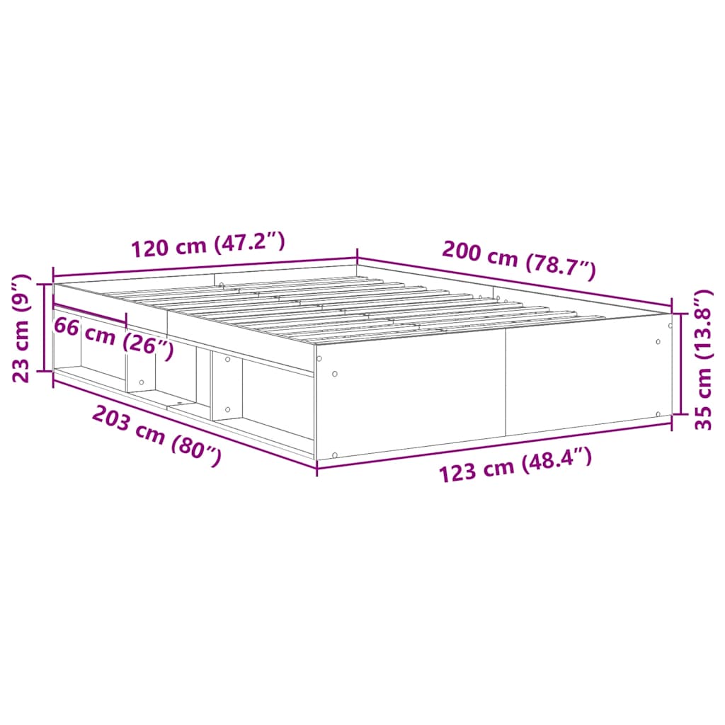 Bedframe zonder matras bewerkt hout artisanaal eikenkleurig is nu te koop bij PeponiXL, paradijselijk wonen!