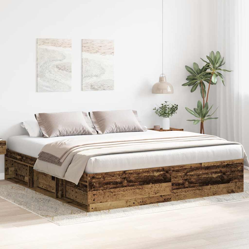 Bedframe zonder matras 180x200 cm bewerkt hout oud hout