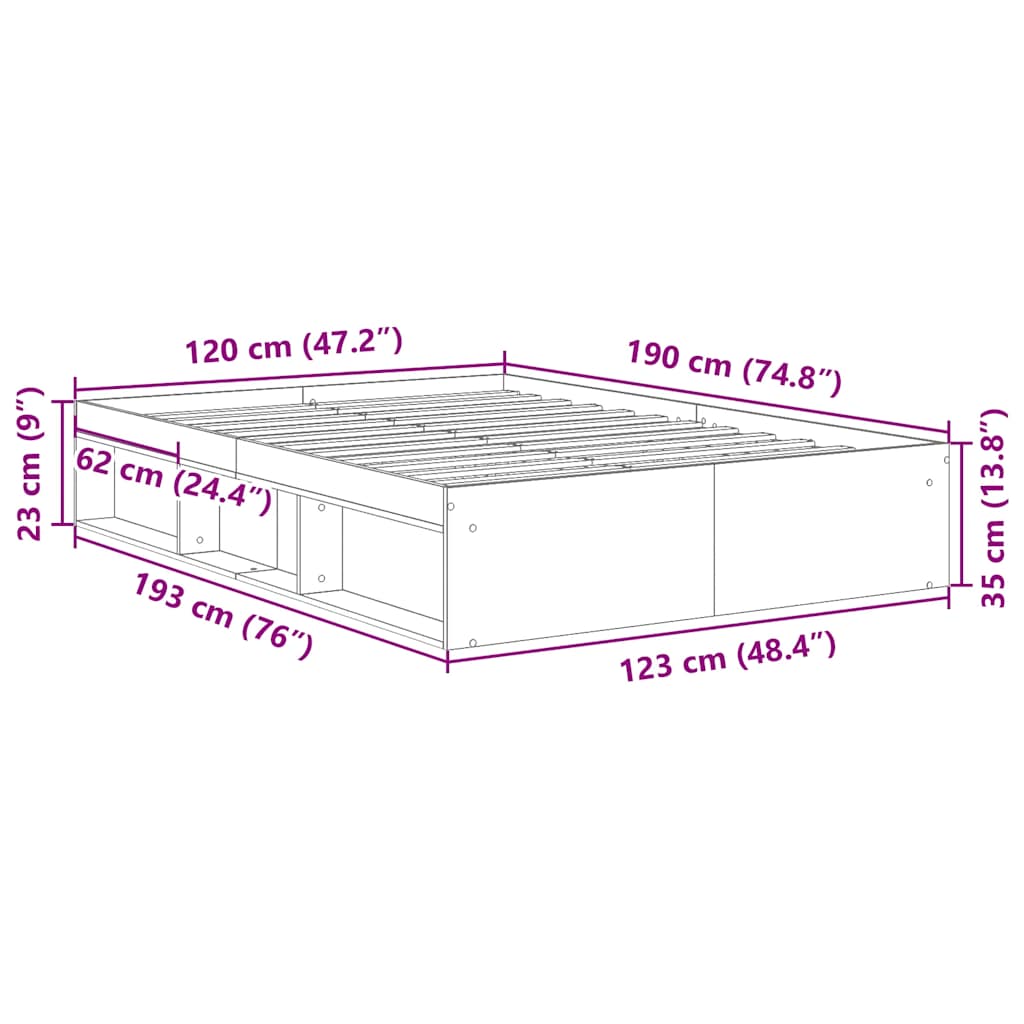 Bedframe zonder matras bewerkt 120x190 cm bewerkt hout oud is nu te koop bij PeponiXL, paradijselijk wonen!