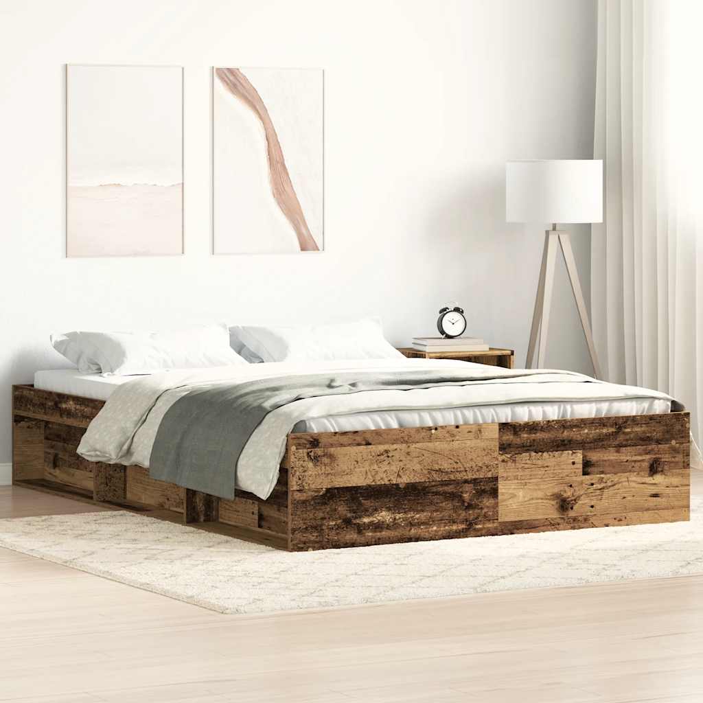 Bedframe zonder matras bewerkt 120x190 cm bewerkt hout oud is nu te koop bij PeponiXL, paradijselijk wonen!