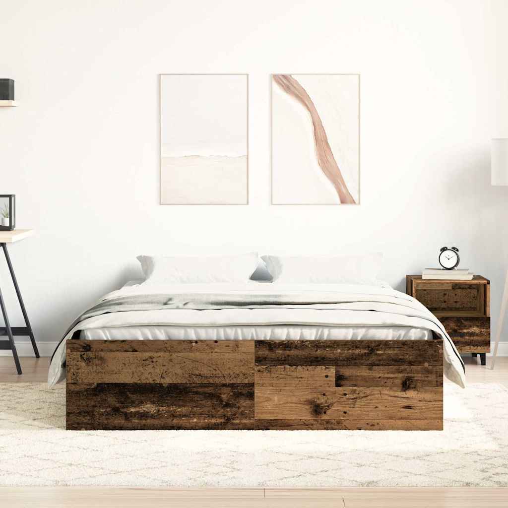 Bedframe zonder matras bewerkt 140x190 cm bewerkt hout oud is nu te koop bij PeponiXL, paradijselijk wonen!