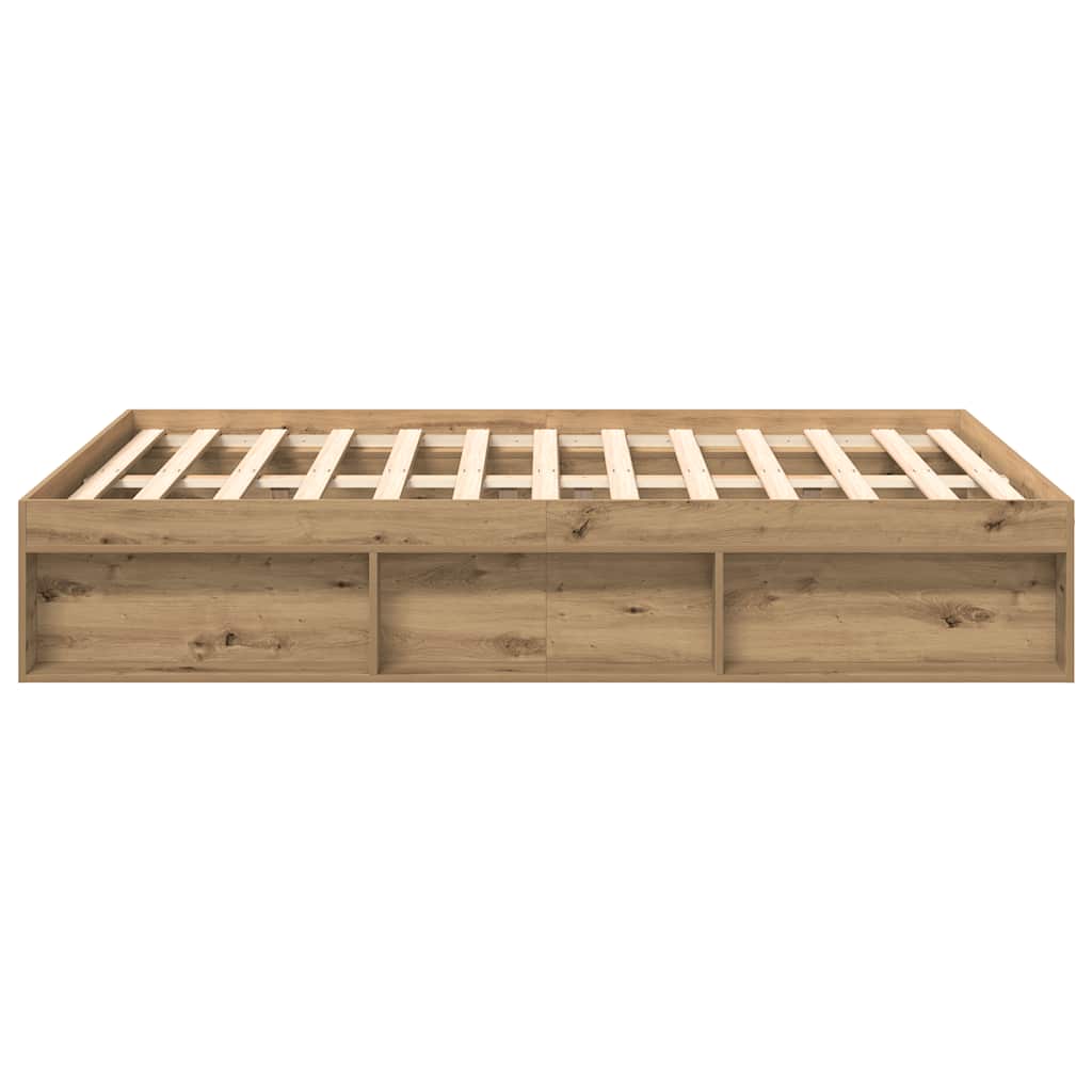 Bedframe zonder matras spaanplaat artisanaal eikenkleurig is nu te koop bij PeponiXL, paradijselijk wonen!