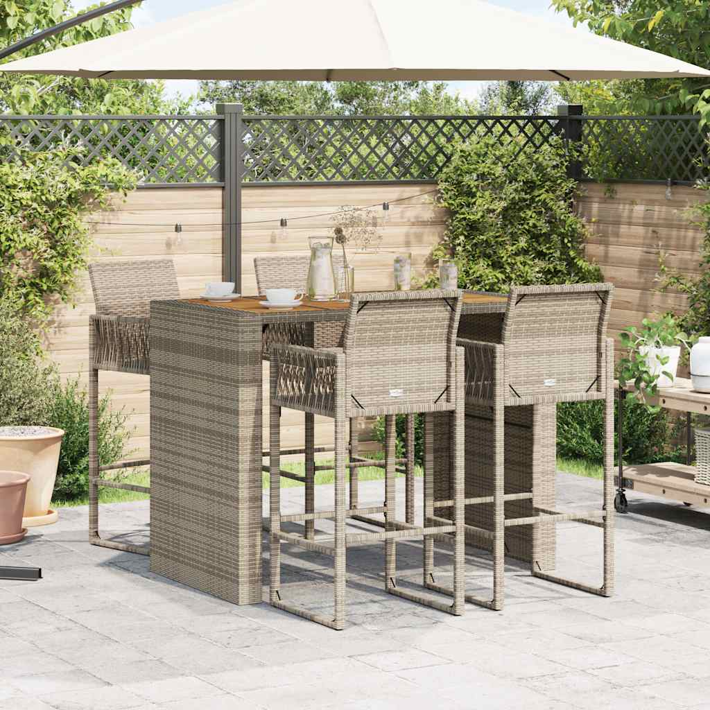 5-delige Tuinbarset zonder kussens poly rattan acacia grijs is nu te koop bij PeponiXL, paradijselijk wonen!