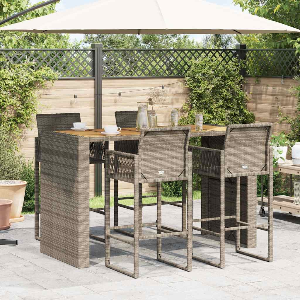 5-delige Tuinbarset zonder kussens poly rattan acacia grijs is nu te koop bij PeponiXL, paradijselijk wonen!