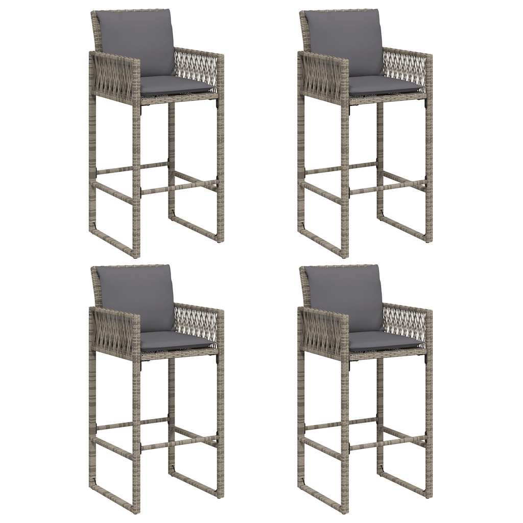5-delige Tuinbarset met kussens poly rattan acacia grijs is nu te koop bij PeponiXL, paradijselijk wonen!