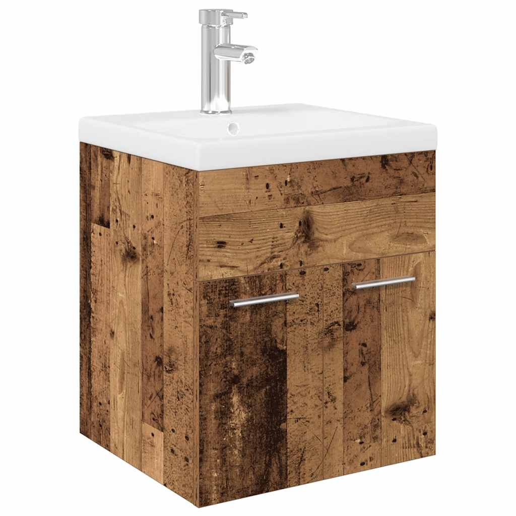 Wastafelkast met ingebouwde wasbak en kraan oud houtkleurig is nu te koop bij PeponiXL, paradijselijk wonen!