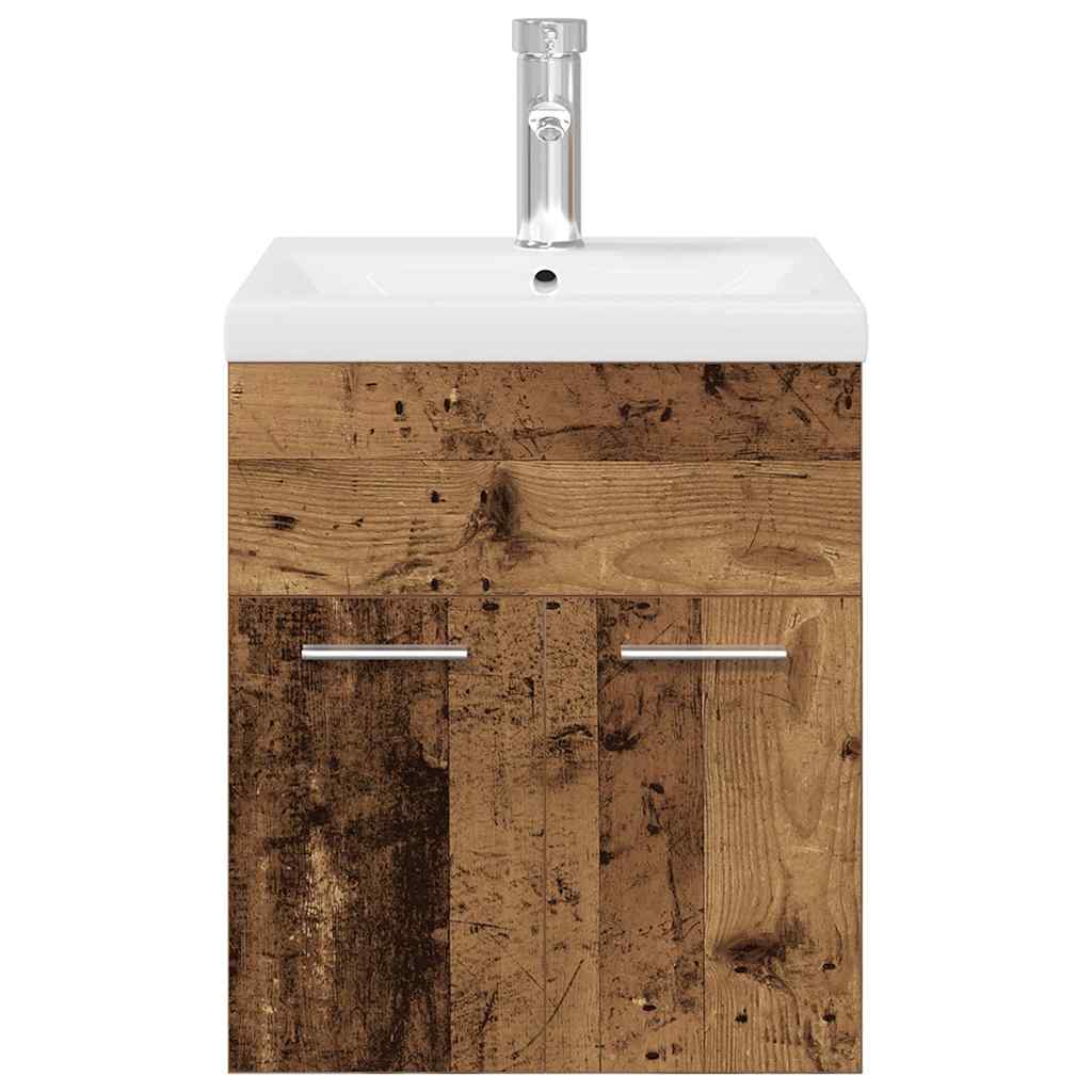 Wastafelkast met ingebouwde wasbak en kraan oud houtkleurig is nu te koop bij PeponiXL, paradijselijk wonen!