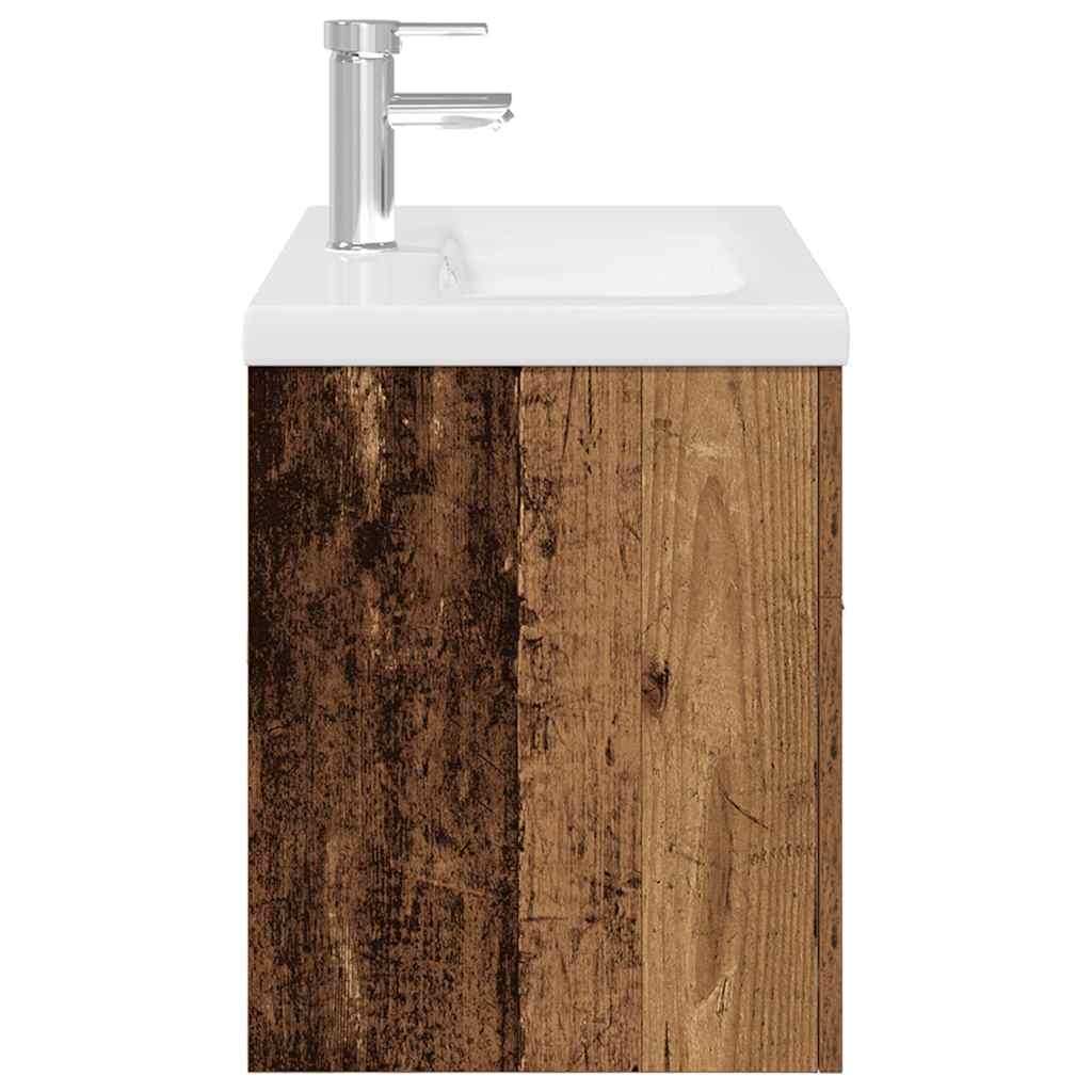Wastafelkast met ingebouwde wasbak en kraan oud houtkleurig is nu te koop bij PeponiXL, paradijselijk wonen!