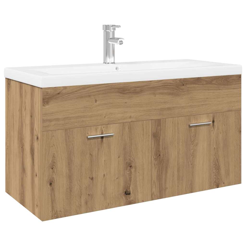Wastafelkast met ingebouwde wasbak hout artisanaal eiken is nu te koop bij PeponiXL, paradijselijk wonen!