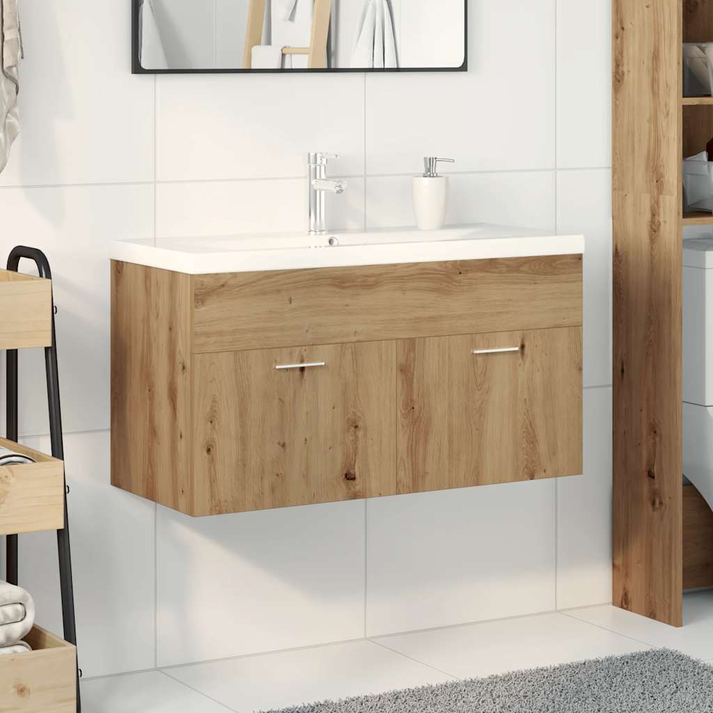 Wastafelkast met ingebouwde wasbak hout artisanaal eiken is nu te koop bij PeponiXL, paradijselijk wonen!