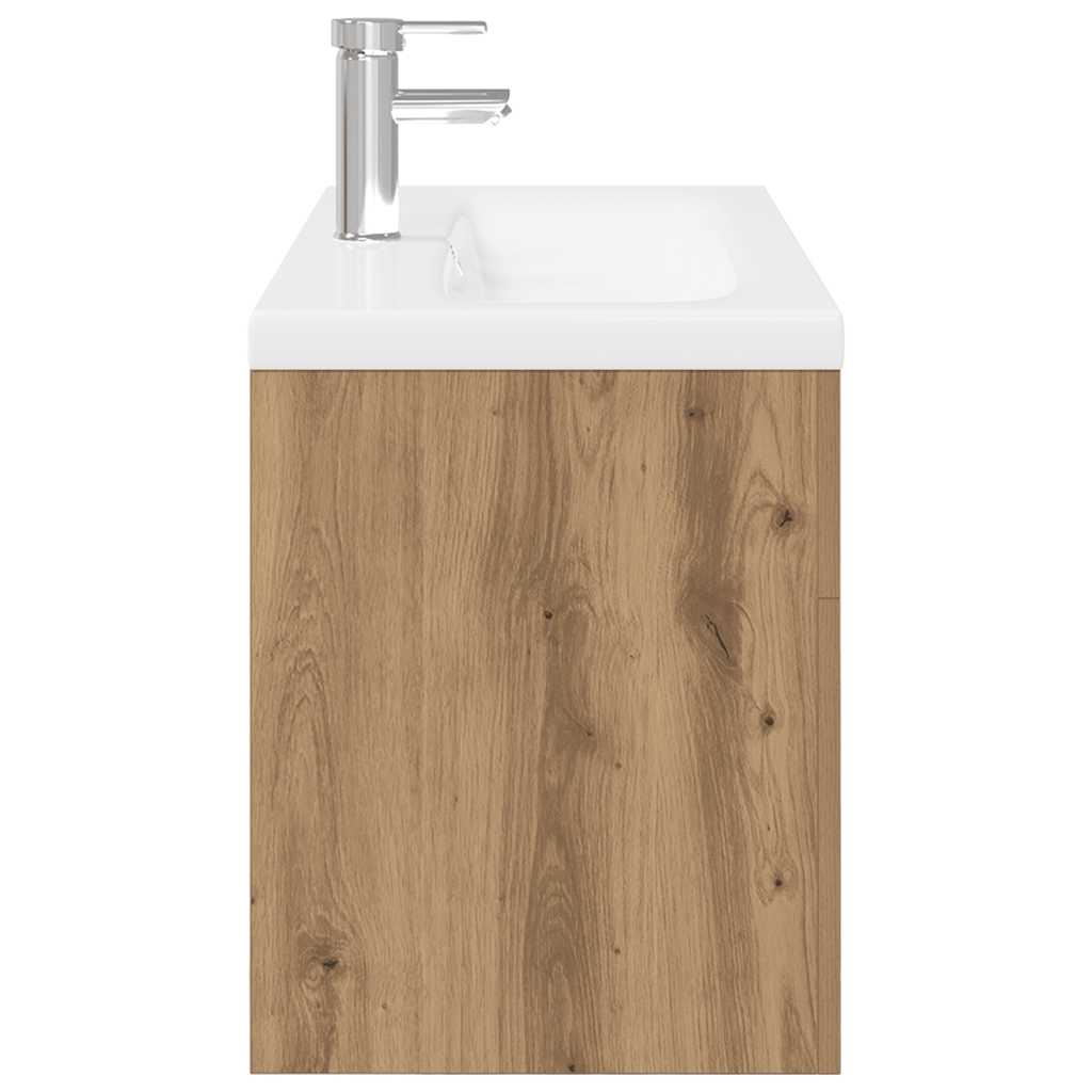 Wastafelkast met ingebouwde wasbak hout artisanaal eiken is nu te koop bij PeponiXL, paradijselijk wonen!