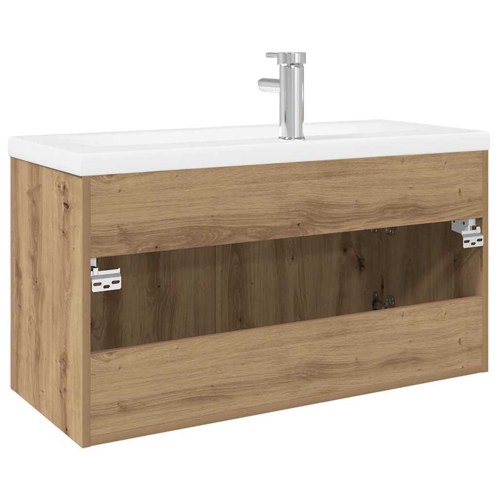 Wastafelkast met ingebouwde wasbak hout artisanaal eiken is nu te koop bij PeponiXL, paradijselijk wonen!