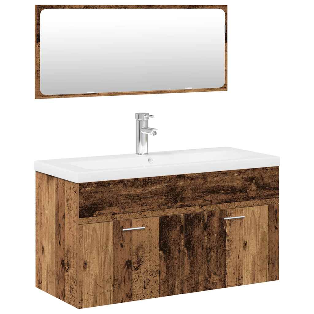 3-delige Badkamermeubelset bewerkt hout oud houtkleurig is nu te koop bij PeponiXL, paradijselijk wonen!