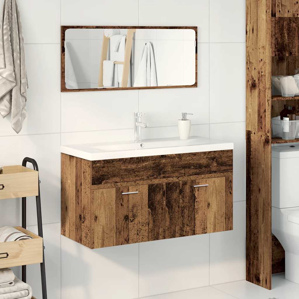 3-delige Badkamermeubelset bewerkt hout oud houtkleurig is nu te koop bij PeponiXL, paradijselijk wonen!