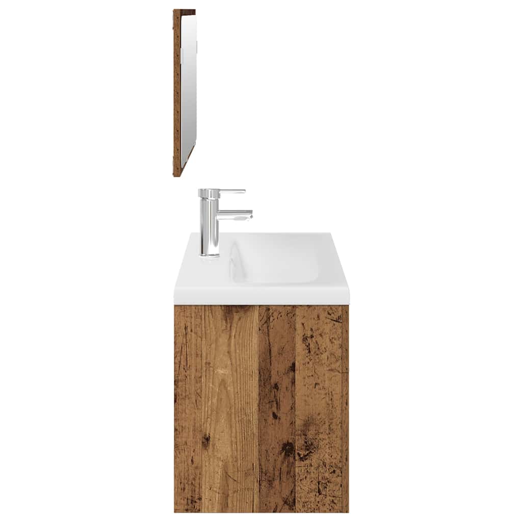 3-delige Badkamermeubelset bewerkt hout oud houtkleurig is nu te koop bij PeponiXL, paradijselijk wonen!
