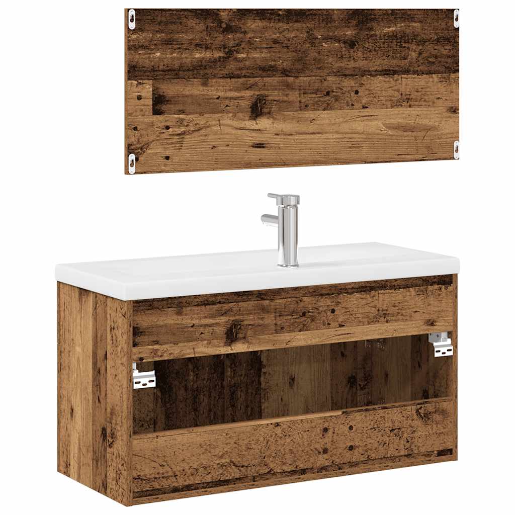 3-delige Badkamermeubelset bewerkt hout oud houtkleurig is nu te koop bij PeponiXL, paradijselijk wonen!