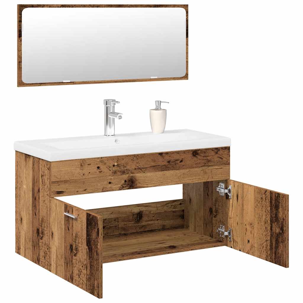 3-delige Badkamermeubelset bewerkt hout oud houtkleurig is nu te koop bij PeponiXL, paradijselijk wonen!