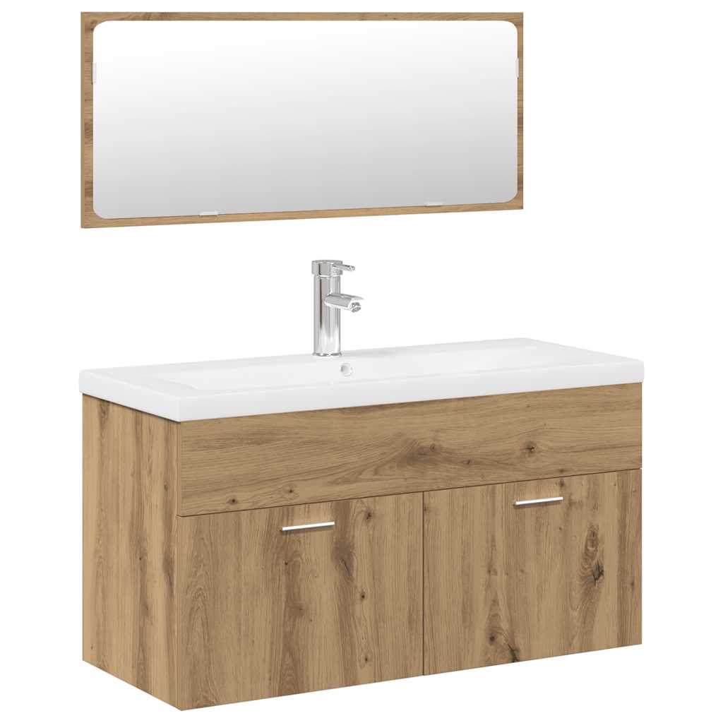 3-delige Badkamermeubelset bewerkt hout artisanaal eikenkleur is nu te koop bij PeponiXL, paradijselijk wonen!