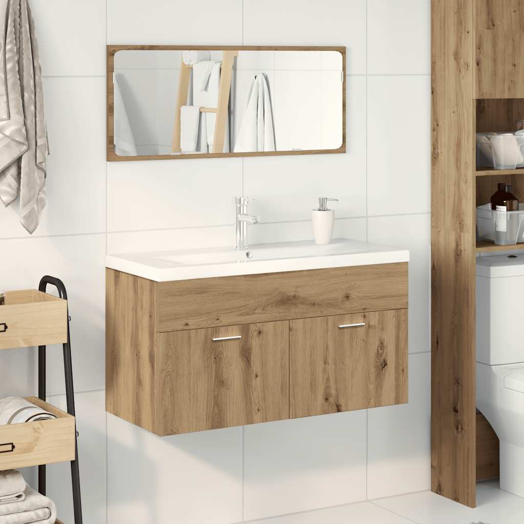 3-delige Badkamermeubelset bewerkt hout artisanaal eikenkleur is nu te koop bij PeponiXL, paradijselijk wonen!