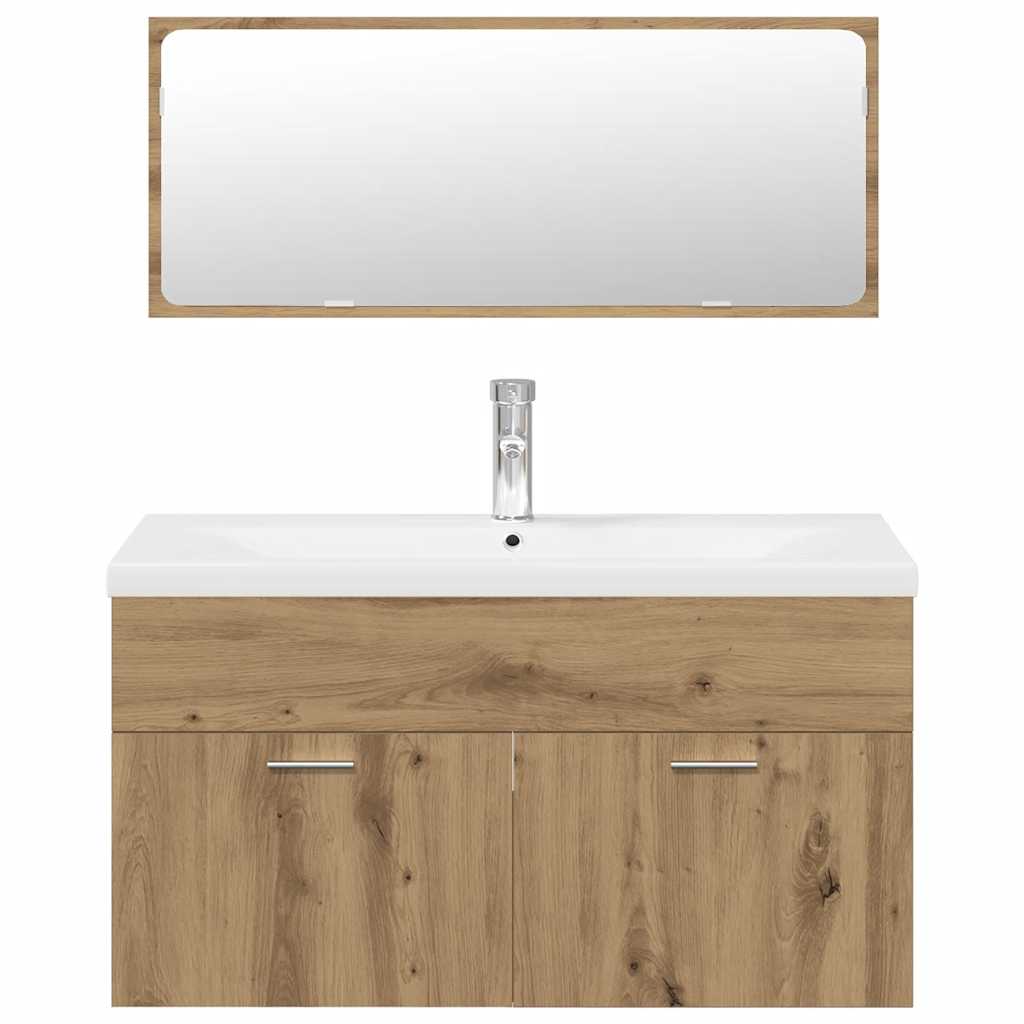 3-delige Badkamermeubelset bewerkt hout artisanaal eikenkleur is nu te koop bij PeponiXL, paradijselijk wonen!