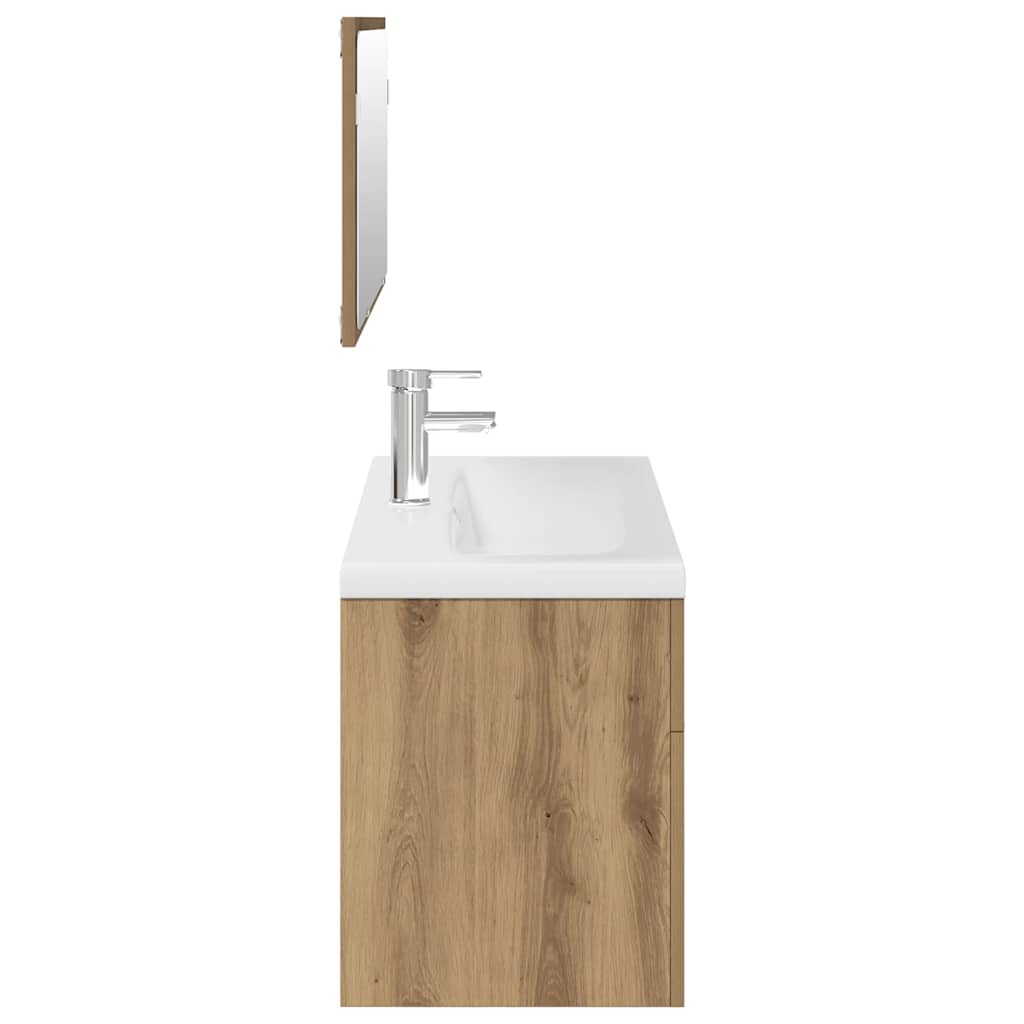 3-delige Badkamermeubelset bewerkt hout artisanaal eikenkleur is nu te koop bij PeponiXL, paradijselijk wonen!