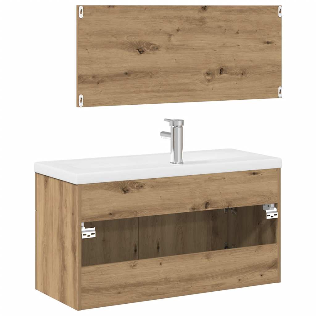 3-delige Badkamermeubelset bewerkt hout artisanaal eikenkleur is nu te koop bij PeponiXL, paradijselijk wonen!