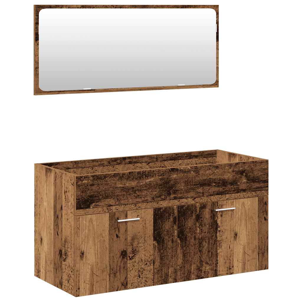 4-delige Badkamermeubelset bewerkt hout oud houtkleurig is nu te koop bij PeponiXL, paradijselijk wonen!